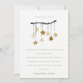 かわいいシンプルスターモバイルニュートラルイエローベイビーシャワー サンキューカード (正面)