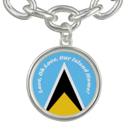 かわいいシンプルセントルシア国旗の国歌フレーズタイポグラフィ チャームブレスレット