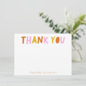 かわいいシンプルタイポグラフィ(ピンクパーソナライズされた) サンキューカード (スタンド正面)