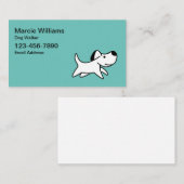 かわいいシンプルティール(緑がかった色)ドッグウォーカー名刺 名刺 (正面/裏面)