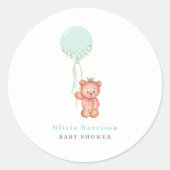 かわいいシンプルテディベア赤ちゃんシャワー ラウンドシール (正面)