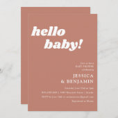かわいいシンプルテラコッタハローベビーシャワー 招待状 (正面/裏面)