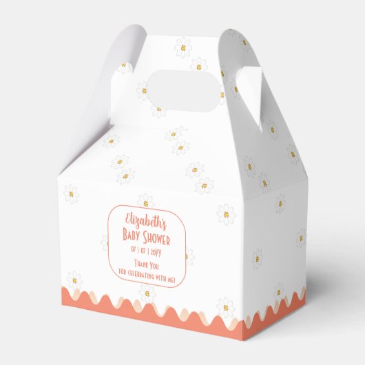 かわいいシンプルデイジーフローラベビーシャワー フェイバーボックス (正面サイド)