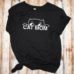 かわいいシンプルデザインウィメンズブラック猫好き Tシャツ<br><div class="desc">文字猫のお母さんの上を隠しシンプルて覗く黒猫の可愛いオリジナルデザインイラストレーションを着て、猫に対する愛情を見せよう！また、任意の猫好きママのためのおもしろいギフトを作る！</div>