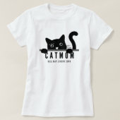 かわいいシンプルデザインウィメンズブラック猫好き Tシャツ (デザイン正面)