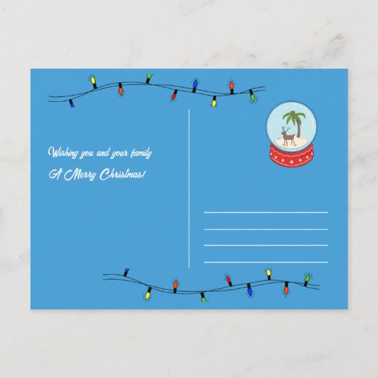 かわいいシンプルトロピカルホリデークリスマスグリーティング ポストカード (裏面)