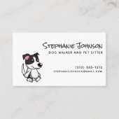 かわいいシンプルドッグウォーカーまたはペット、ピンクブラック 名刺 (正面)