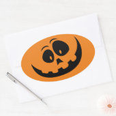 かわいいシンプルハロウィーンのカボチャのちょうちん 楕円形シール (封筒)