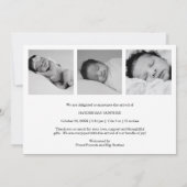 かわいいシンプルハートありがとう写真誕生 案内状 (裏面)