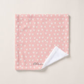 かわいいシンプルハートパターンピンク バスタオルセット (ウォッシュタオル)