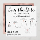 かわいいシンプルバラ金ゴールド白黒タイムラ結婚イン セーブザデート (正面/裏面)