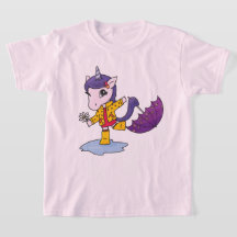 かわいいシンプルピンクフローラユニコーンinレインコート