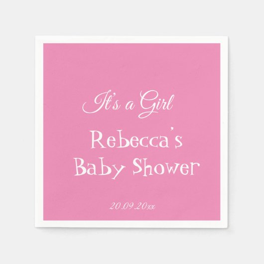 かわいいシンプルピンク女の子ベビーシャワー スタンダードカクテルナプキン (正面)