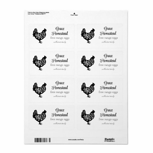 かわいいシンプルファームチキンエッグカートン ラベル (フルシート)