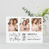 かわいいシンプルフォトコラージュの花嫁付きカード 招待状 (スタンド正面)