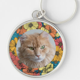 かわいいシンプルフローラペット記念写真キーチェーン キーホルダー