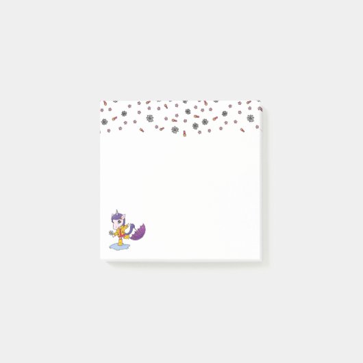 かわいいシンプルフローラユニコーンinレインコート ポストイット (正面)