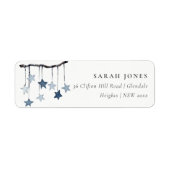 かわいいシンプルブルースターモバイル赤ちゃんシャワーアドレス ラベル (正面)