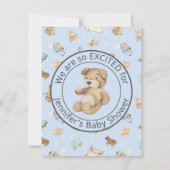 かわいいシンプルブルーボーイベビーシャワー 招待状 (裏面)