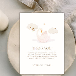 かわいいシンプルプリンセススワンムーンスターベイビーシャワー サンキューカード