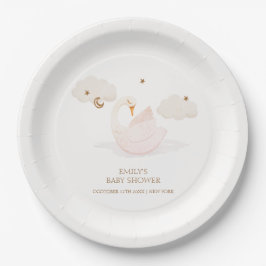 かわいいシンプルプリンセススワンムーンスターベイビーシャワー ペーパープレート