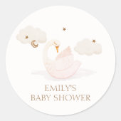 かわいいシンプルプリンセススワンムーンスターベイビーシャワー ラウンドシール (正面)