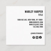 かわいいシンプルプロフェッショナルモダンおもしろい写真 スクエア名刺 (裏面)