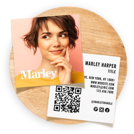 かわいいシンプルプロフェッショナルモダンおもしろい写真 スクエア名刺