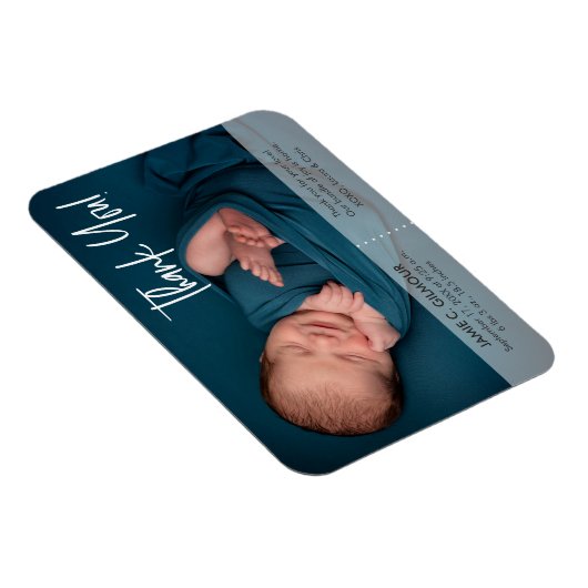 かわいいシンプルベビーありがとう名前Statフォト誕生 マグネット (右側)