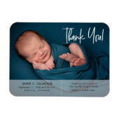 かわいいシンプルベビーありがとう名前Statフォト誕生 マグネット (横)