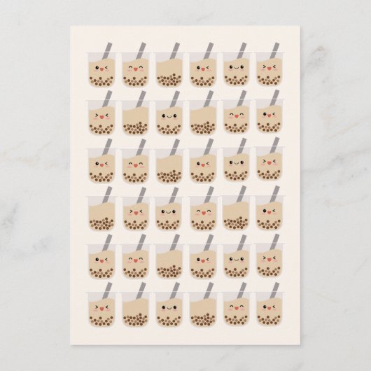 かわいいシンプルボバブルミルクティーピンク誕生日 招待状 (裏面)