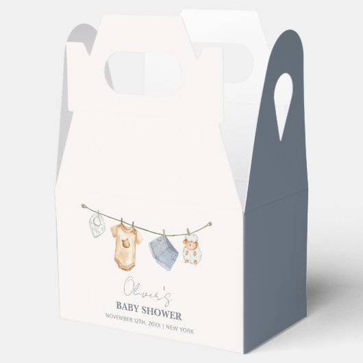 かわいいシンプルボホクロザラインベビーシャワー フェイバーボックス (オープン)