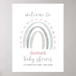 かわいいシンプルボホレインボーガールベビーシャワーウェルカム ポスター