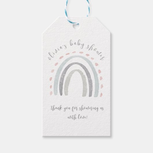 かわいいシンプルボホレインボーガールベビーシャワー ギフトタグ (正面)