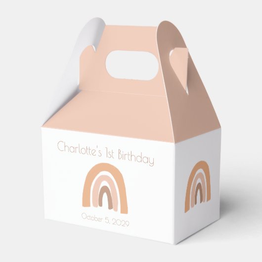 かわいいシンプルボホレインボーピンクパステル1st誕生日 フェイバーボックス (正面サイド)