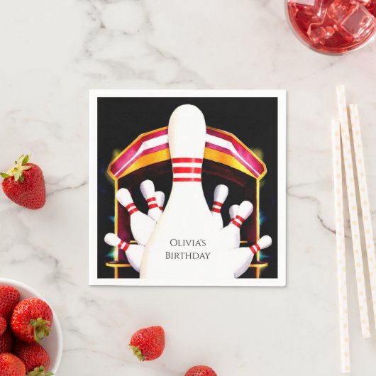 かわいいシンプルボーリング誕生日 スタンダードカクテルナプキン (インサイチュ)