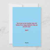 かわいいシンプルユーモアメッセージ花飾りカタツムリバレンタイン シーズンカード (裏面)