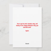 かわいいシンプルユーモアメッセージ花飾りカタツムリバレンタイン シーズンカード (裏面)