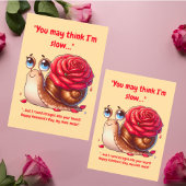 かわいいシンプルユーモアメッセージ花飾りカタツムリバレンタイン シーズンカード