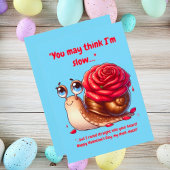 かわいいシンプルユーモアメッセージ花飾りカタツムリバレンタイン シーズンカード