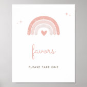 かわいいシンプルレインボーピンクの好意のサイン ポスター (正面)