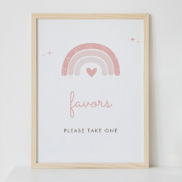 かわいいシンプルレインボーピンクの好意のサイン ポスター