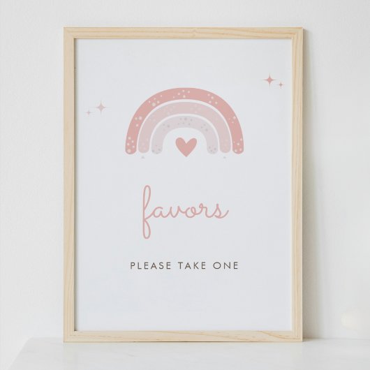 かわいいシンプルレインボーピンクの好意のサイン ポスター