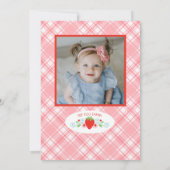 かわいいシンプルレッドベリースイートフォト誕生日 招待状 (裏面)