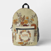 かわいいシンプルワイルドフラワーガール プリントバックパック (正面)