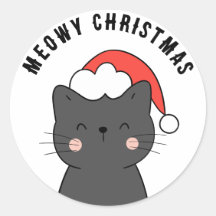 かわいいシンプルーMeowy Christmas Catステッカー