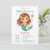 かわいいシンプル人魚の赤ちゃんシャワーの招待 招待状 (スタンド正面)