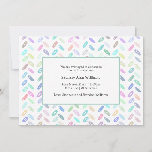 かわいいシンプル写真ベビー誕生発表 案内状 (裏面)