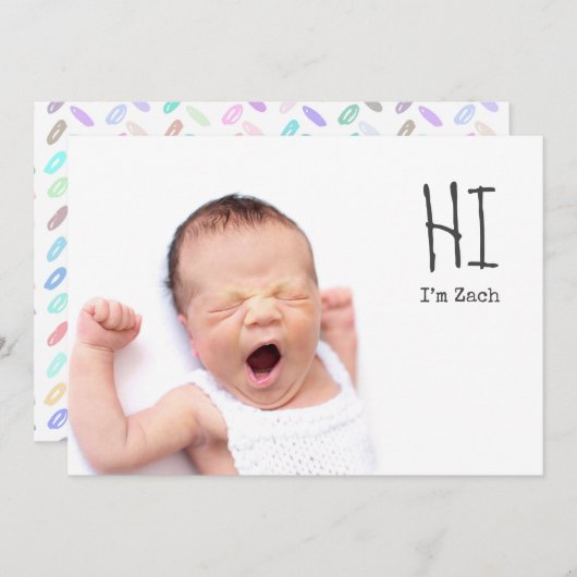 かわいいシンプル写真ベビー誕生発表 案内状 (正面/裏面)