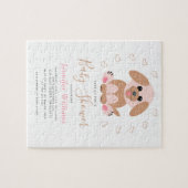 かわいいシンプル子犬の赤パーソナライズされたちゃんシャワー ジグソーパズル (横)